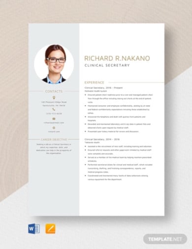 clinical-secretary-resume-template