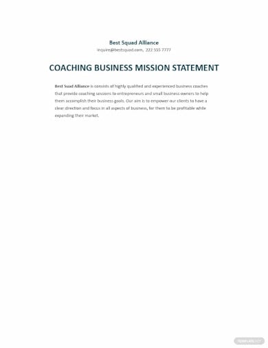 coaching business mission statement example template