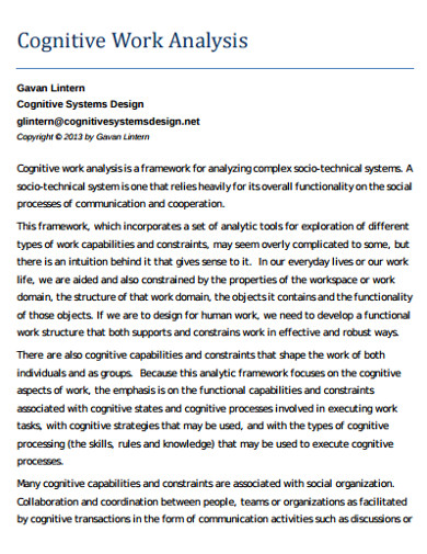 cognitive work analysis example
