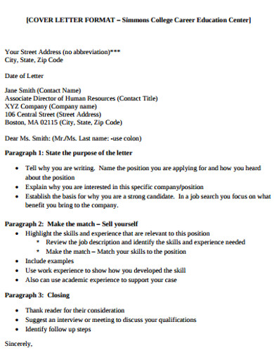 college cover letter format template