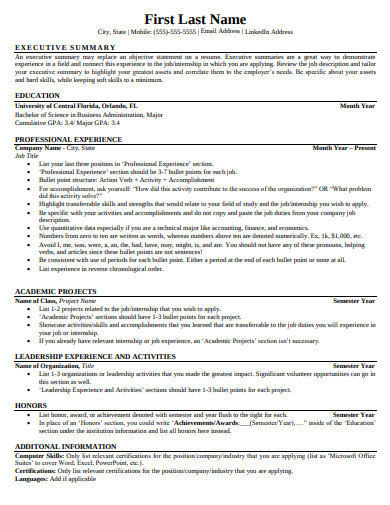 uf business resume template