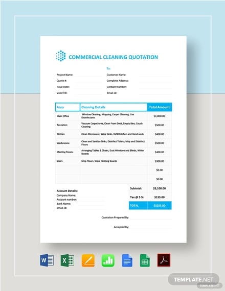 commercial cleaning quotation template