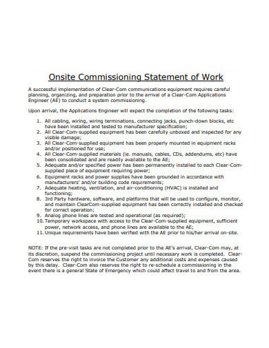 commissioning statement of work