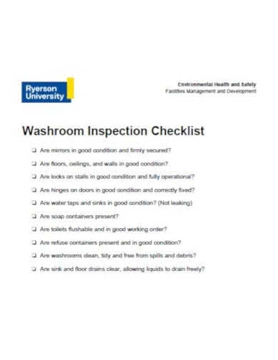 compact restroom inspection checklist template