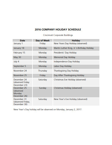 13 Holiday Schedule Templates In Google Docs Word Pages PDF XLS