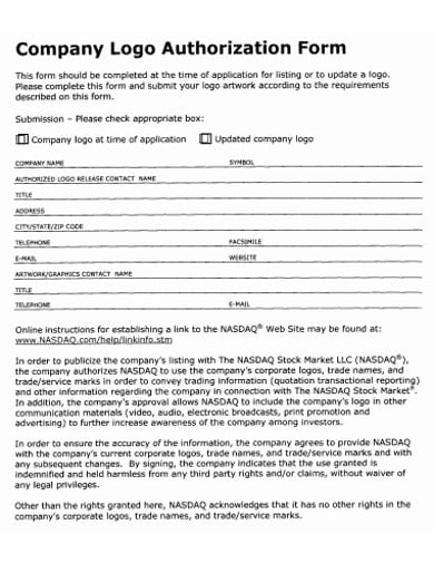 company logo autorization form