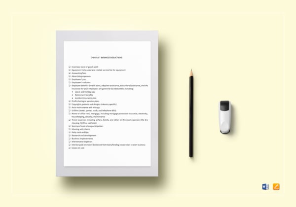 complete deduction checklist template