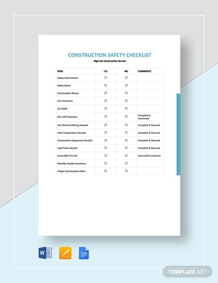 construction safety checklist template