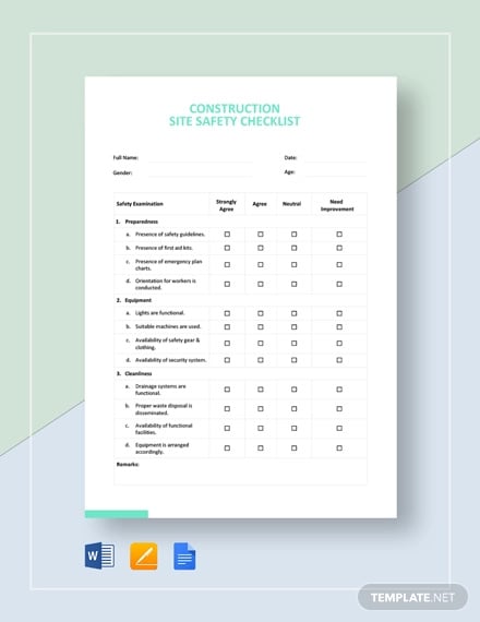 construction site safety checklist template
