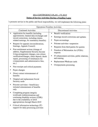 contingency plan service template