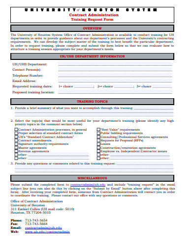 contract training request form template