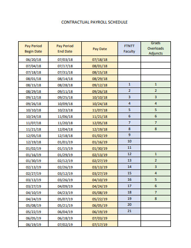 contractual payroll schedule template