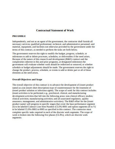 contractual statement of work
