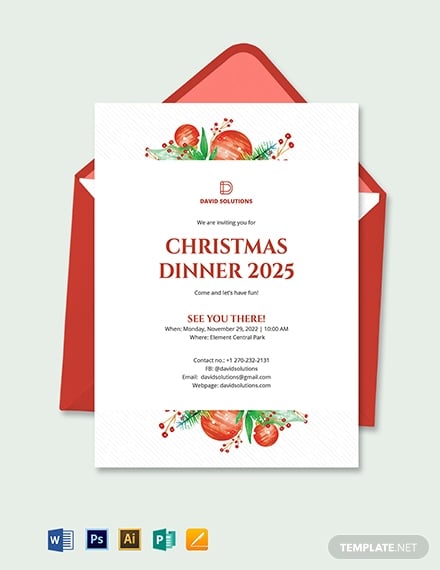 corporate christmas dinner invitation template