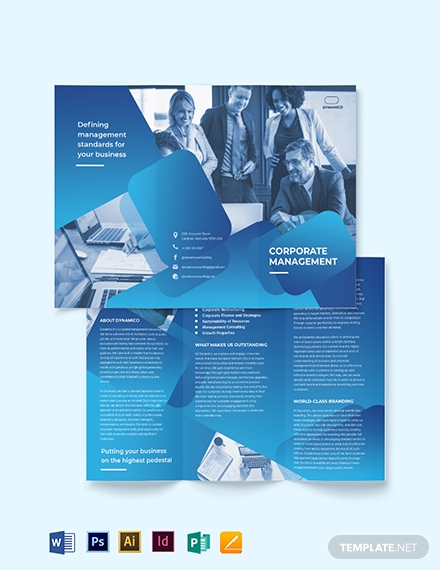 corporate management tri fold brochure template