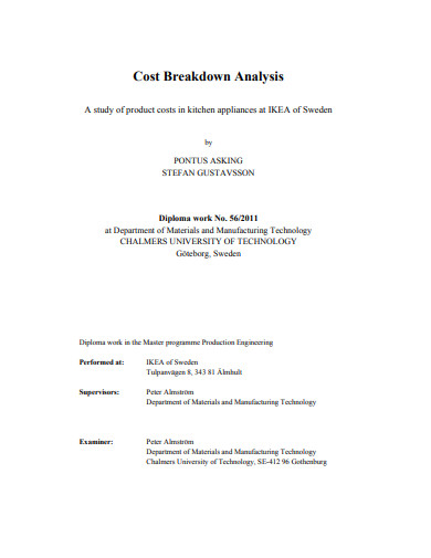 cost breakdown analysis example