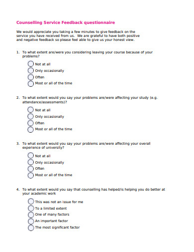 21+ Feedback Questionnaire Templates in PDF