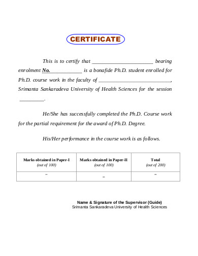 phd course work completion certificate