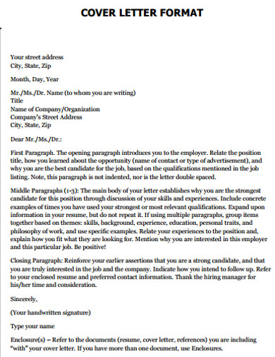 cover letter format example