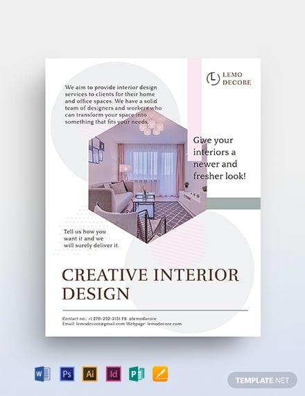 creative interior design flyer template 440x570
