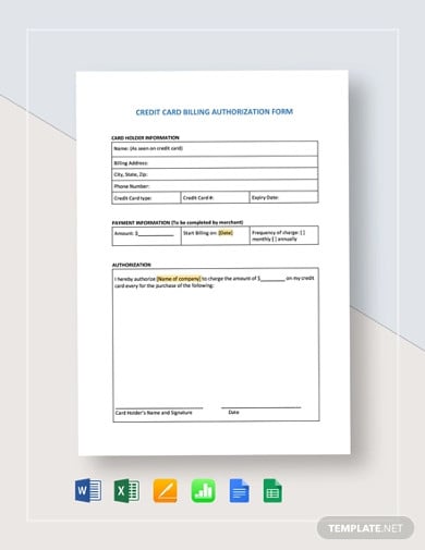credit card billing authorization form template1