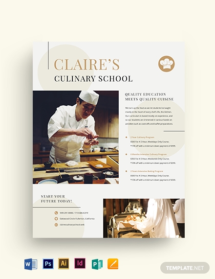 culinary school flyer template