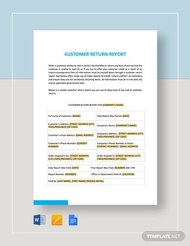 customer return report template