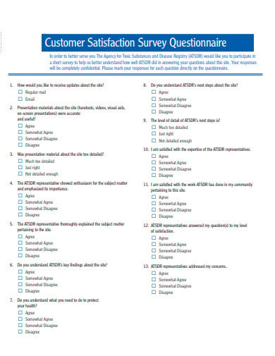 customer satisfaction survey questionnaire formal