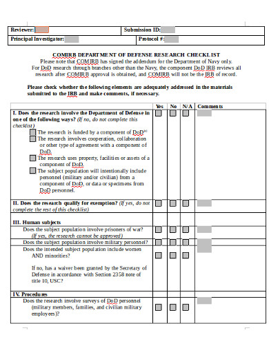dod checklist example