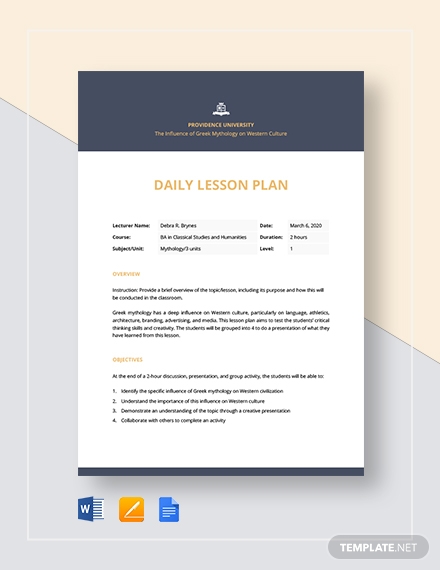 daily lesson plan