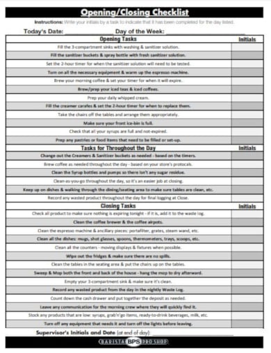 11  Opening Checklist Templates Google Docs Word Pages PDF