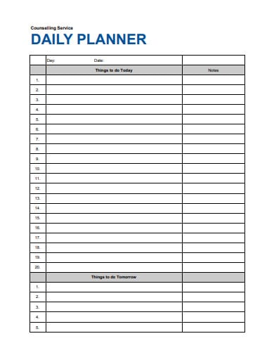 daily planner format