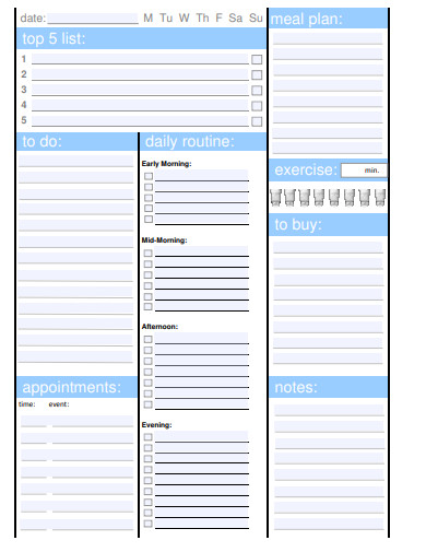daily routine planner format