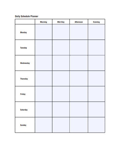 google docs daily schedule template