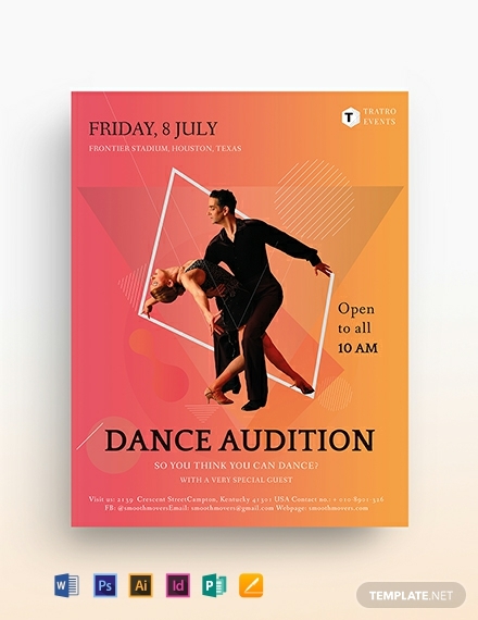 dance audition flyer template 440x570