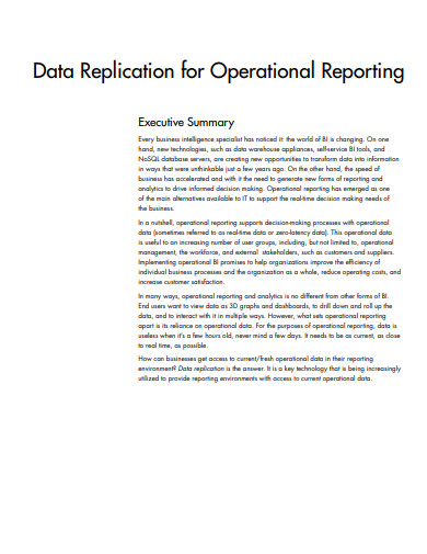 data replication for operational reporting