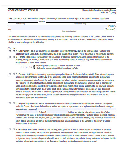 deed contract addendum example