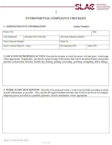 detailed environmental compliance checklist template