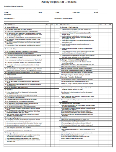 detailed safety checklist template