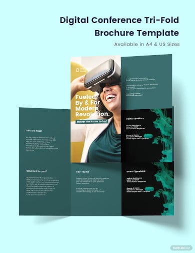 digital conference tri fold brochure template