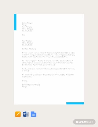 disciplinary action letter template