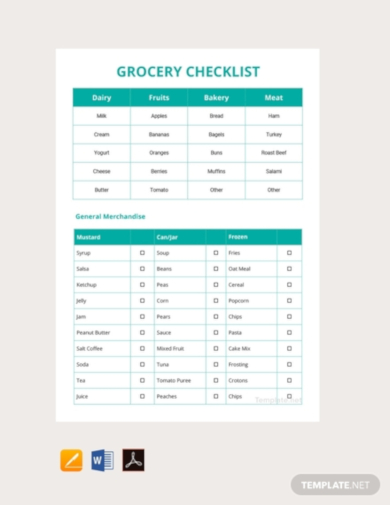 12+ Grocery Checklist Templates - Google Docs, Word, Pages, PDF