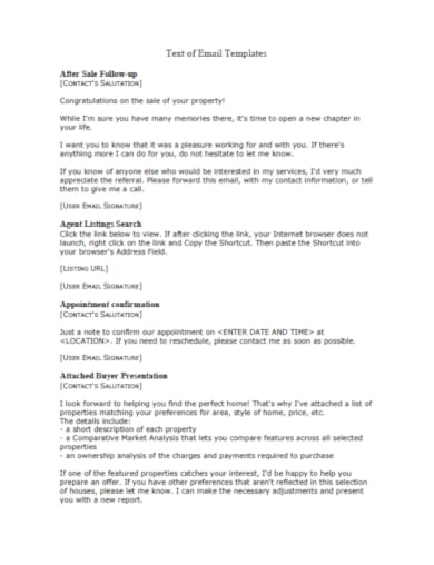 editable real estate consultant email template