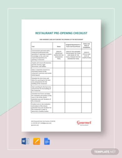 11+ Opening Checklist Templates - Google Docs, Word, Pages, PDF