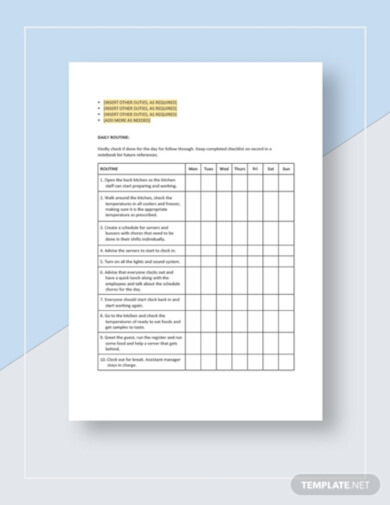 editable routine checklist template