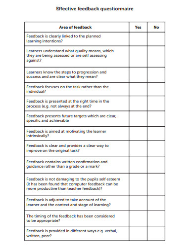 21+ Feedback Questionnaire Templates in PDF