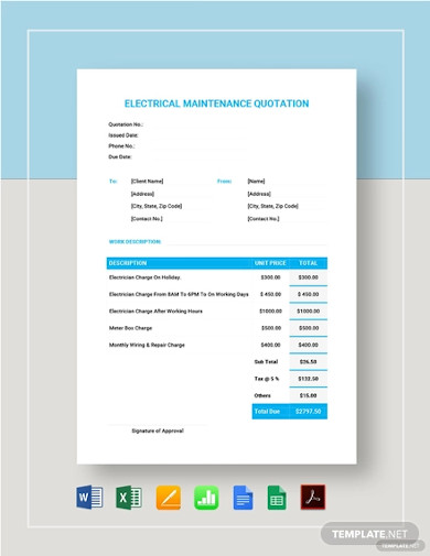 electrical maintenance quotation format template