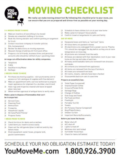 10+ Moving Checklist Templates - Google Docs, Word, Pages, PDF