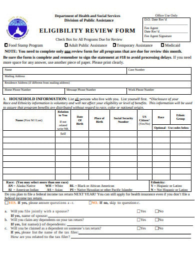 eligibility-review-form-template