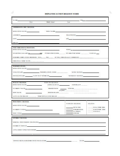 employee action request plan template